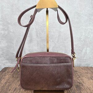 Madewell Carabiner Medium Crossbody Bag Chocolate Raisin Calf Hair Compact New